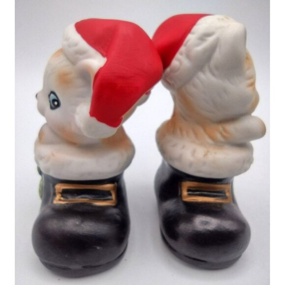 Christmas Animals Homco Ceramic Mouse Puppy Kitten Figures Santa Boots 1960s - Picture 12 of 16